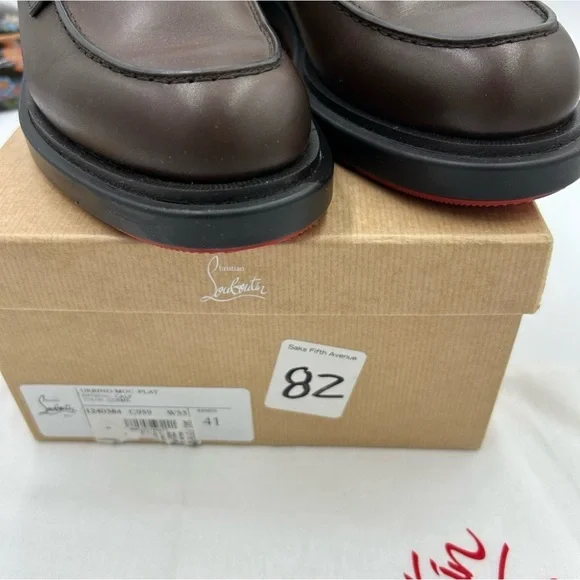Men’s Christian Louboutin Urbino moc Leather logo Loafers size 41 made in Italy
